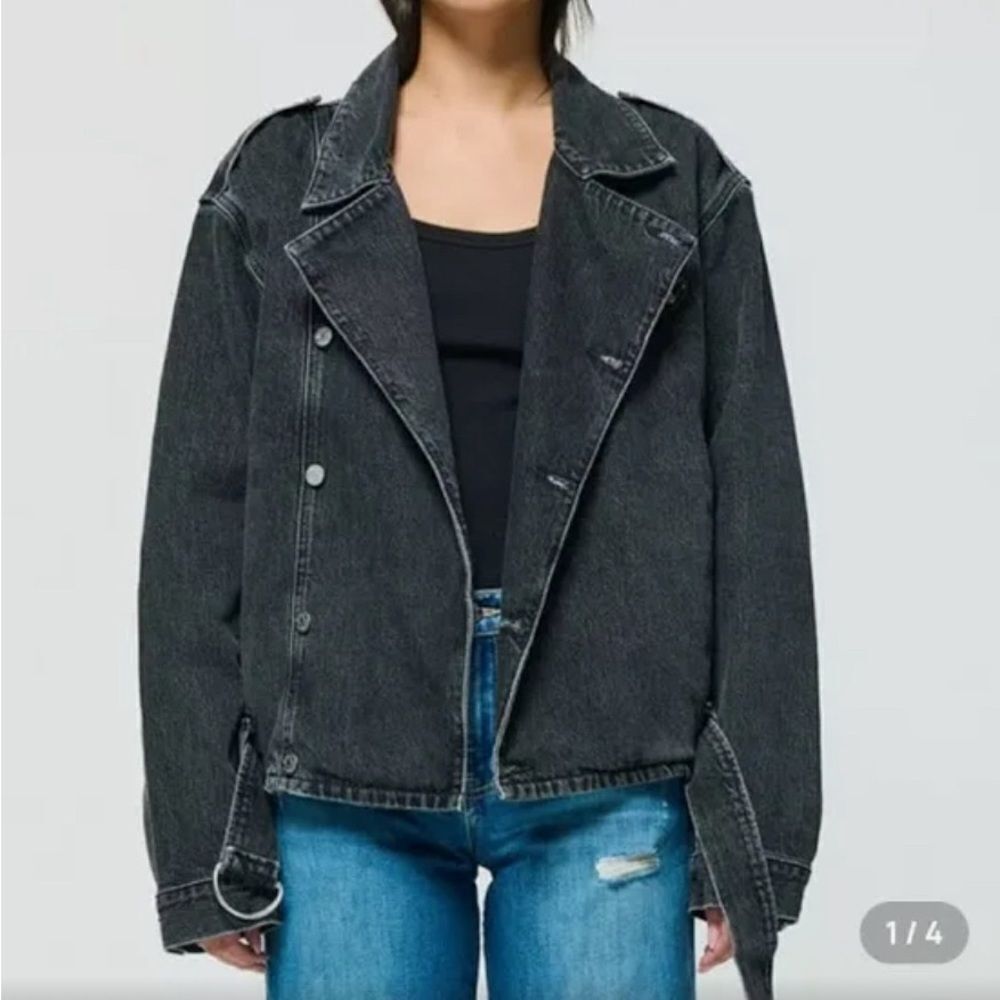 Etica Black Washed Denim Moto Jacket